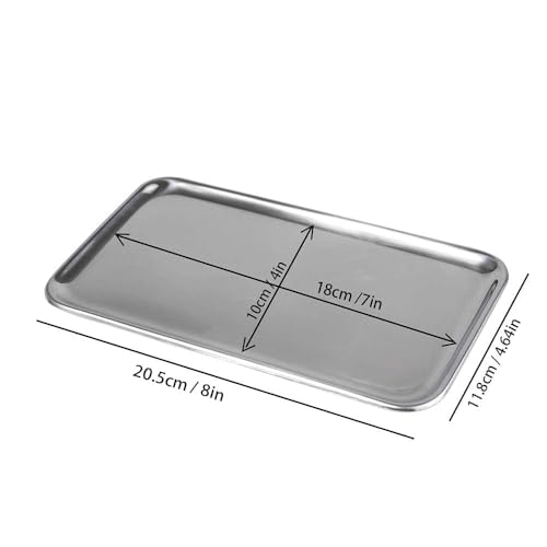 IMEEA Stainless Steel Accessory Tray, Coin Tray, Small Item Tray, Key Tray, Cash Tray, Square, Silver, Set of 2