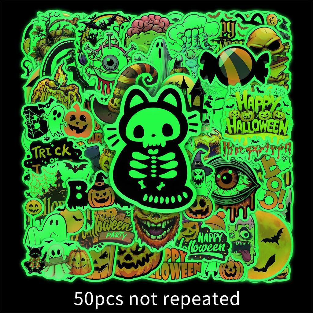 50 Halloween Classic Decoration Stickers: Funny, Waterproof for Suitcases, Speakers, Desktops