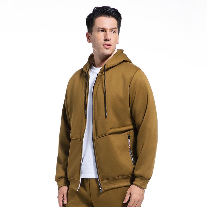 Men's Lamb Wool Hoodie Cardigan - Cross-Season, Thick, Casual, European Fit