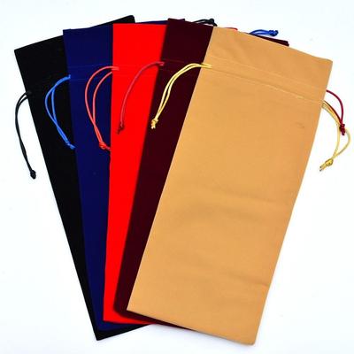 Premium Texture Wine Bottle Gift Bag Soft Velvet Fabric Drawstring Wine Bag  Wine Gift Packaging