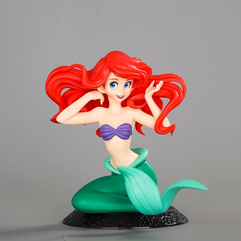 10cm Anime Disney Princess The Little Mermaid Ariel  PVC Action Figures Model Car Cake Decorations Dolls Toys