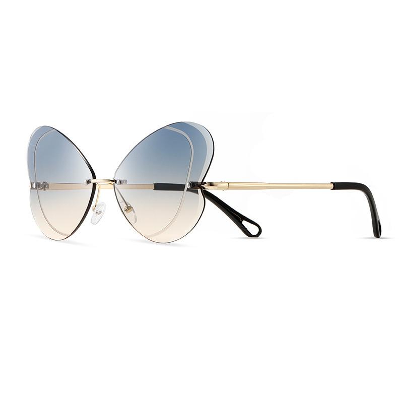 Butterfly Frameless Gradual Change Sunglasses Women Travel Street Shot Fresh And Sweet Decorative Sunglasses