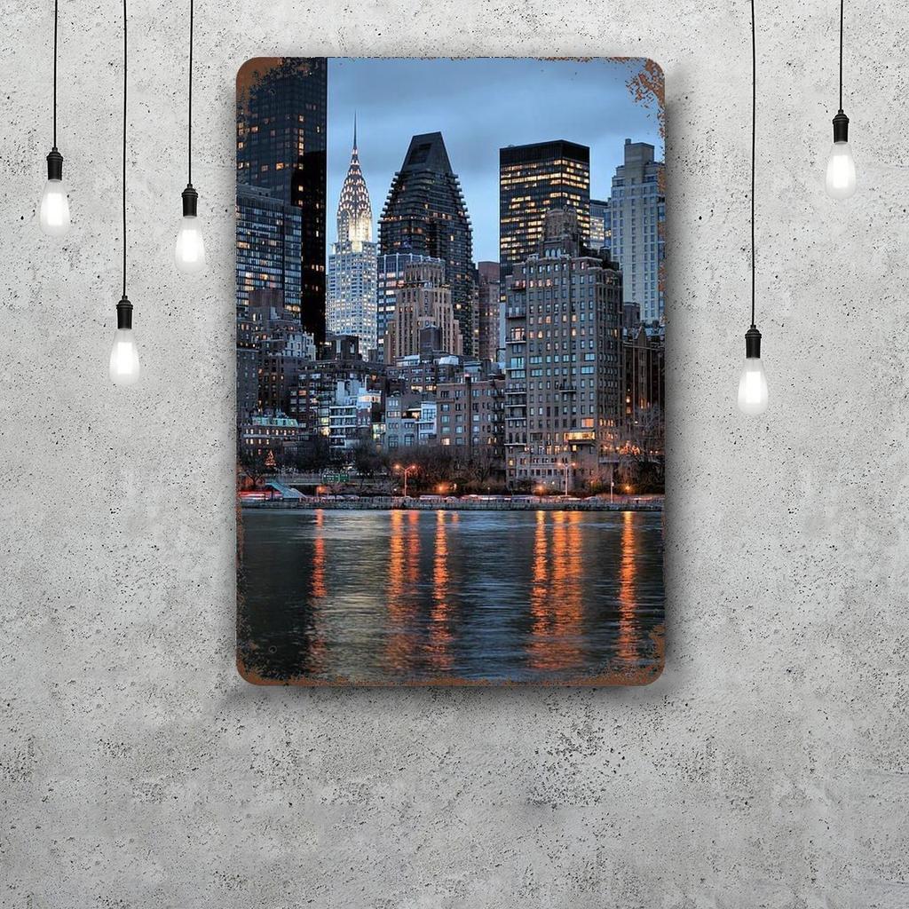 nyc skyline Vintage Metal Tin Signs Posters Decor Retro Metal Plaque Wall Art Decor for Garage Bar