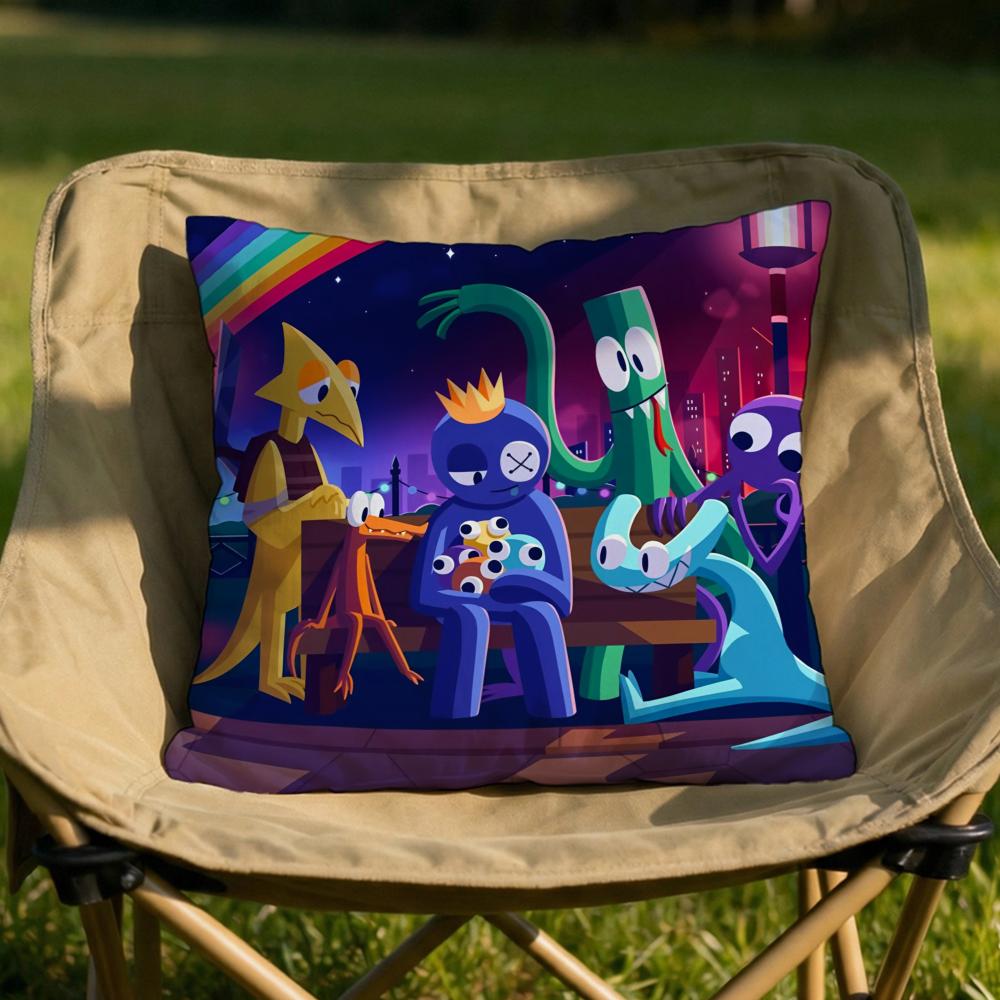 Game RRainbow Friends Cushion Cover Soft Reversible Durable Pillow Cover MultiScene Use for Home Car Daily Comfort