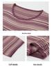 Plus Size Striped Round Neck Maternity T-Shirt for Middle-Aged and Elderly Women - Simple, Comfortable, and Versatile for Commuting.