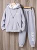 Boys 2‑Piece Outfit, Hooded Sweatshirt & Jogger Pants Set, Letter Print Casual Tracksuit For Kids
