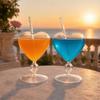Kreativer herzförmiger Kelch mit Strohhalm, Personalisierter Glas-Wein-Saftbecher, Herzförmiges Stielglas für Champagner Martini, Hochzeitsgeschenk