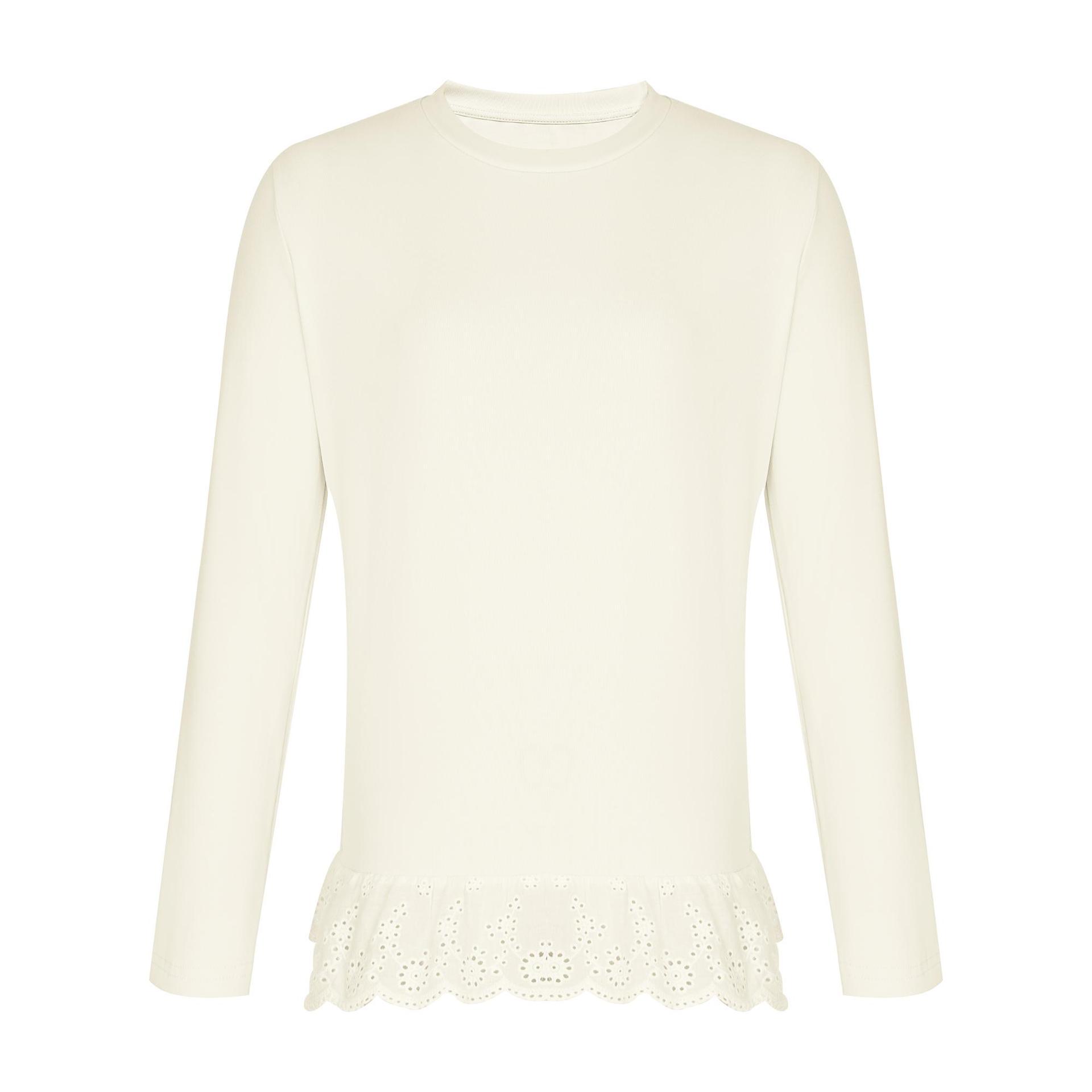 Women s Korean-Style Lace Patchwork Long Sleeve T-Shirt - 2025 Autumn/Winter Layering Top with Lace Hem S абрикосовый