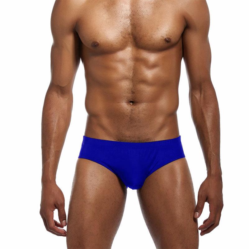 New men's ice silk sexy briefs, sexy silky smooth thin fashion solid color triangle bathrobe matching