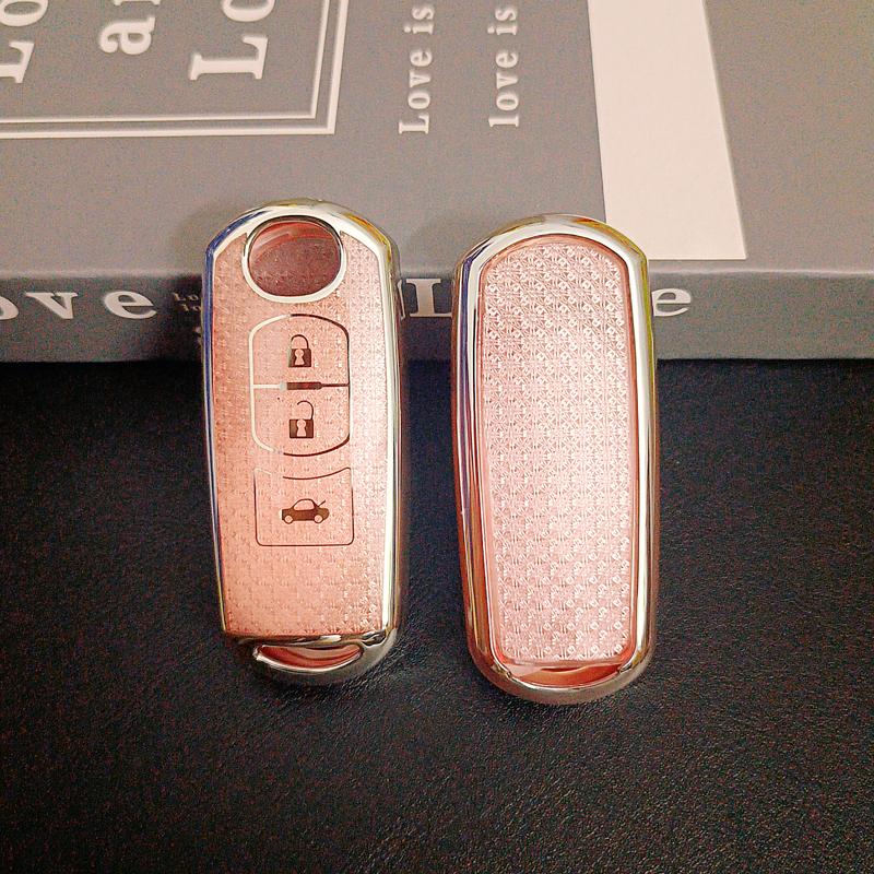 Pink Diamond Pattern Tpu 3 Button For Mazda 2 3 5 6 Gj Atenza Axela Demio Cx-3 Cx3 Cx-5 Cx5 Cx7 Cx-9 Cx8 Car Key Case Cover Fob