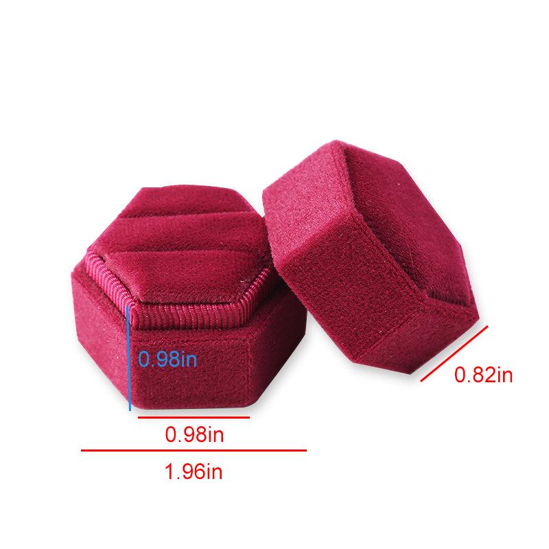 Hexagon Square Shape Velvet Jewelry Box Double Ring Storage Box Wedding Ring Display For Woman Gift Earrings Packaging