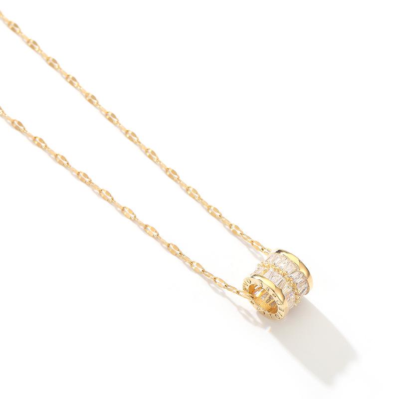 Baojia 18K Rose Gold Titanium Necklace: Elegant Small Waist Pendant for Women