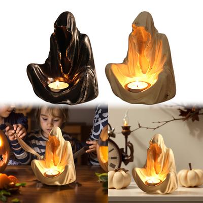 Halloween Hell Messenger Statue Candlestick Resin Wizard Decorative Candle Holder Gothic Style Ghost Festival Party Decoration