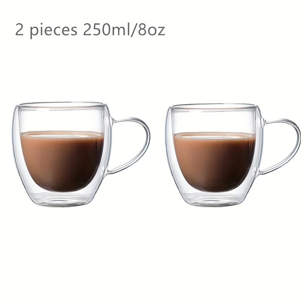 

2 шт. Кофейные чашки с двойными стенками, стаканы, кружки 12 унций, чашки для эспрессо, капучино, латте, чая с ручкой, термостойкое стекло 250-450ml