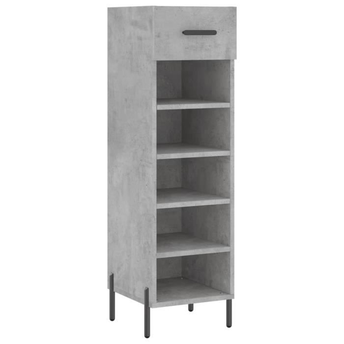 VidaXL Shoe Cabinet Concrete Grey 30x35x105 Cm Engineered Wood 829688