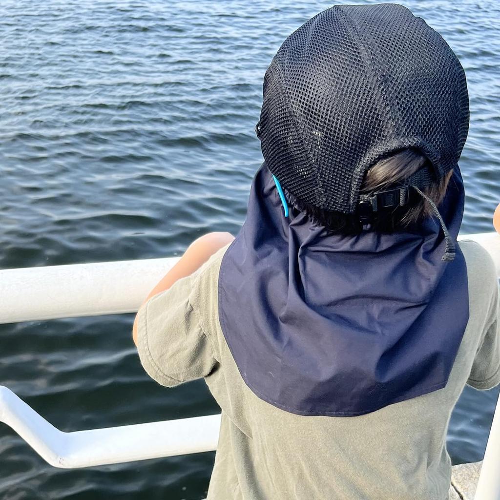 Basic Quench Teflon Neck Ice Flap Neck Level UV UPF for and Kids Kids Guard, Water-Repellent, 5, Protection, 99.9% 50+, Women, Men, (Navy, Size)