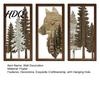 Vintage Style Wood Sculpture 3Pcs Wooden Forest Wolf Wall Decorations Decorative Hanging Ornaments Rustic Hollow Carved Pine Head Decor Tree Art for