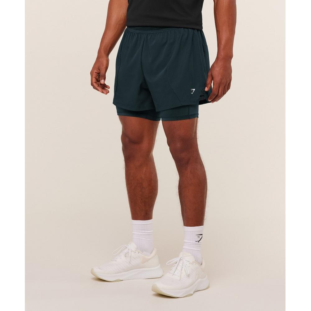 Gymshark Running 4  2in1 Shorts Deep Petrol Blue A3b9p Udrl