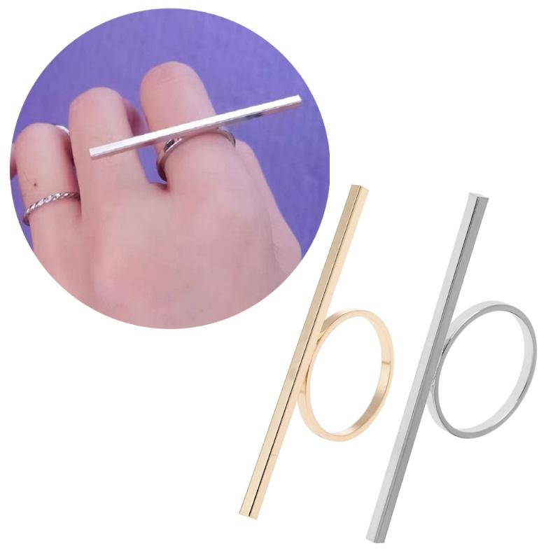 One Word Ring Metal Long Bar Rings Punk Exaggerated Knuckle Joint Rings For Women Finger Accessories Jewelry Gift