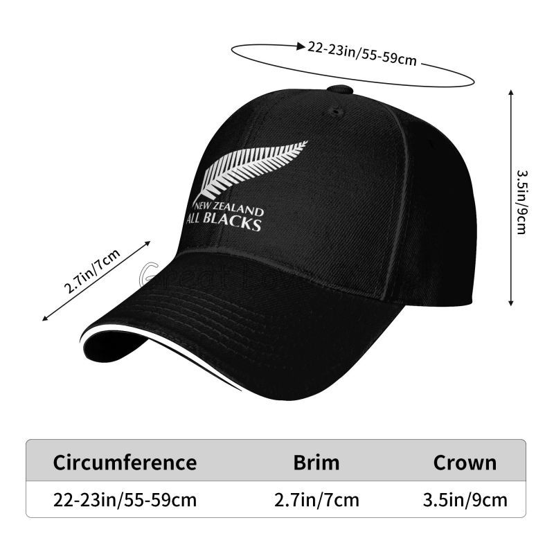 Cappellino da Baseball con Stampa All Blacks della Nuova Zelanda Cappello a Secchiello Hip Hop Unisex Cappelli da Sole Estivi da Uomo Cappellini Snapback Regolabili da Donna