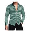 Men's Autumn Fashion Shiny Solid Color Casual Versatile Party Shirt
