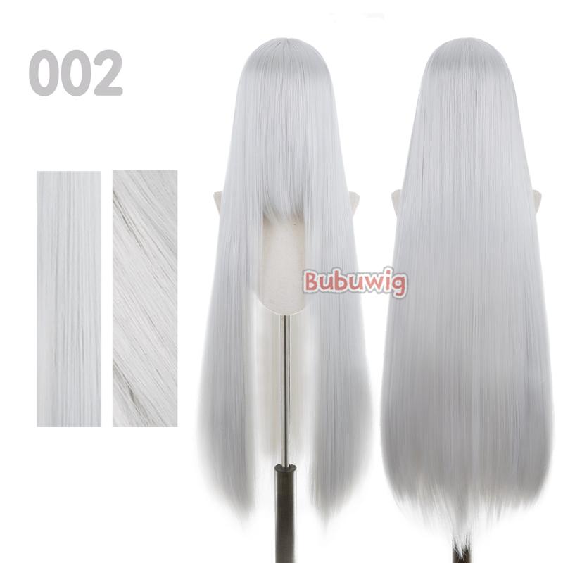 Bubuwig Synthetic Hair 100cm Long Straight Pure Color Cosplay Wigs Over 100 Colors Black White Red Blue Brown Wig Heat Resistant
