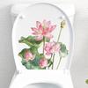 Nursery Wall Stickers Lotus Flower Leaf Toilet Sticker, Peel and Stick Bathroom Decorative Decor Decal, Removable Waterproof Lid Sticker