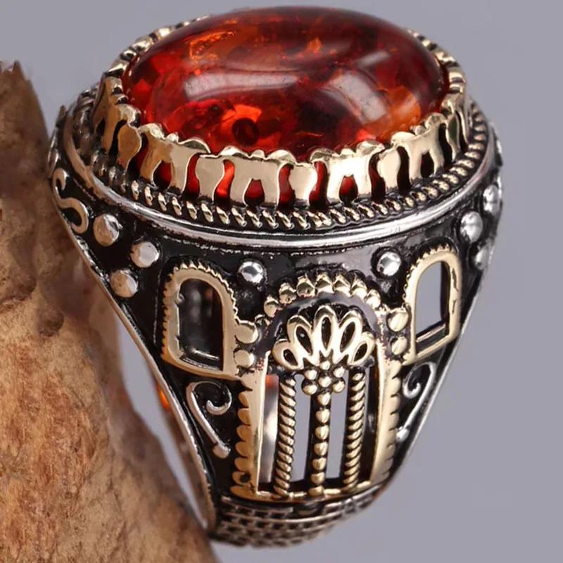 New personalized retro two-color, black agate ring men s accessories 7 красный