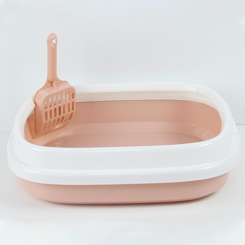 

Cat Litter Box with Scoop Removable Semi-Enclosed Anti-Splash Cat Toilet 40x33.5x12cm рожевий
