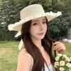 Breathable Straw Hat Wide-brimmed Beach Hat Sweet Sunshade Hat  for Summer Sun Protection