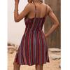 Women Dresses 2025 Summer Sleeveless Strap Dress Sexy V-Neck Striped Women Dress J878
