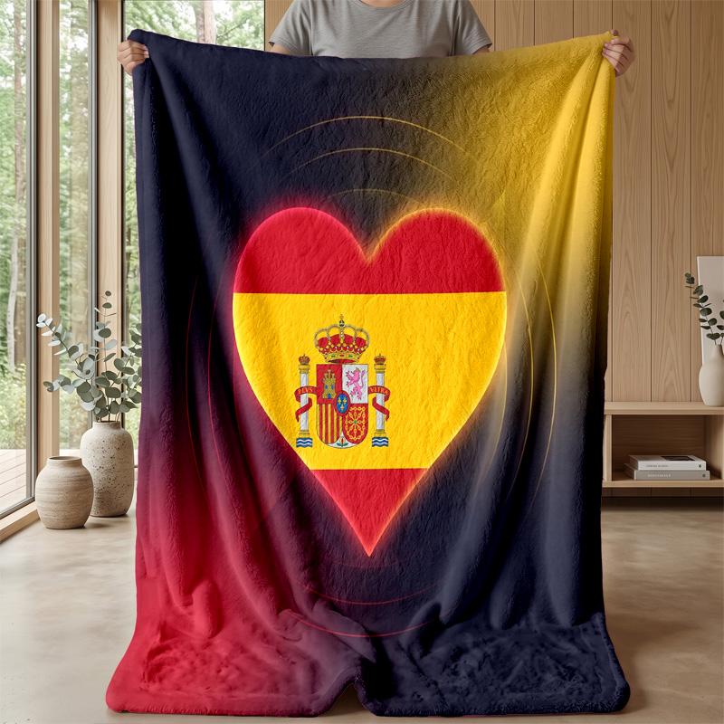 Spain football Printed Flannel Blanket Skin Friendly Warm Decorative Throw for Indoor Couch Bed Daily Use