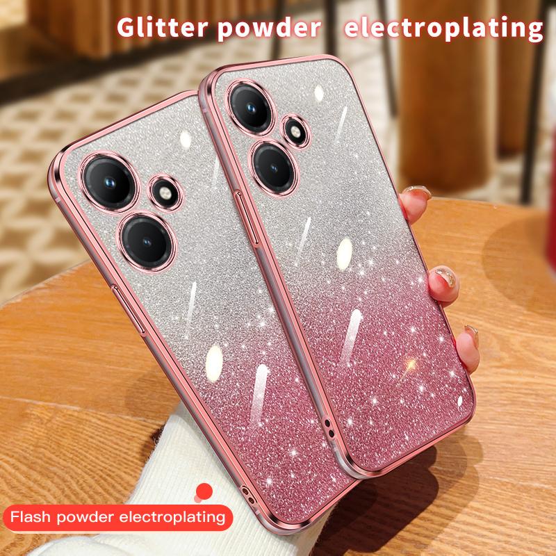 KEYSION Luxury Plating Glitter Phone Case for Infinix Hot 30i 30 Transparent Soft TPU Shockproof Back Cover for Infinix Hot 30 30i