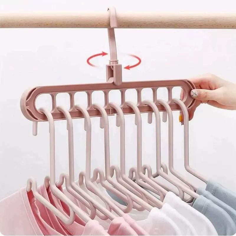 3PCS/1PC 360 Degree Rotation Magic Hanger 9 Hole Household Storage Coathanger Folding Hanger