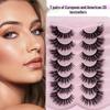 European & American Style 7 Pairs Fluffy High-Imitation Mink Fur False Eyelashes - Natural, Curled, Thick