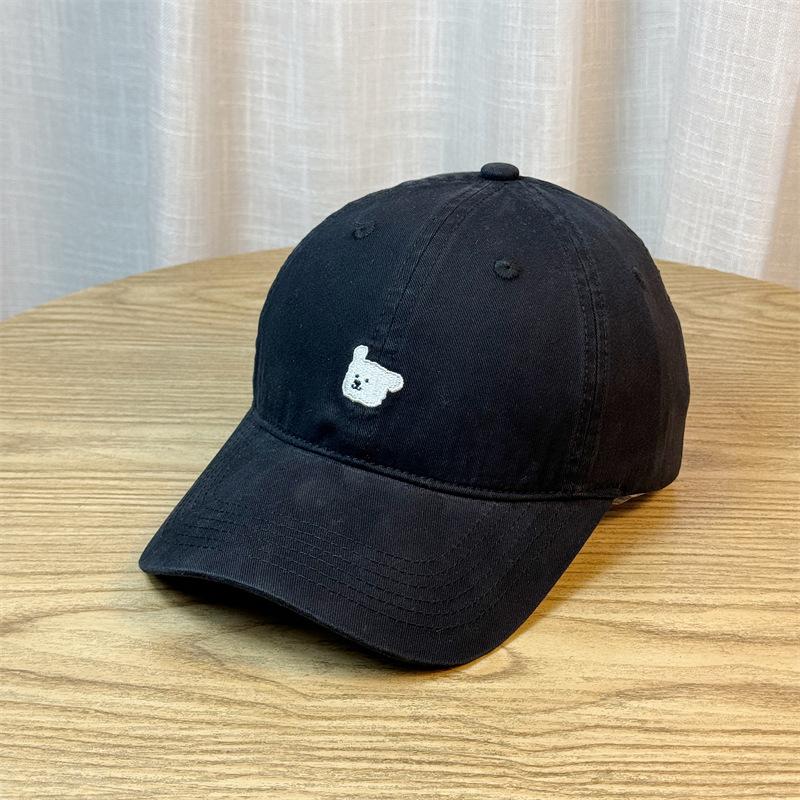 Bear Embroidered Hat Baseball Cap Women's New Four-season Versatile Curved Brim Soft Top Cap Ins