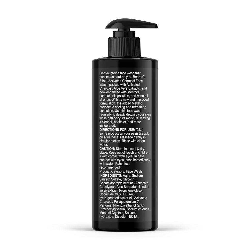 Beardo Activated Charcoal Face Wash For Men 200 Ml Oil Control Deep Clean Pore Care Daily Use Skin Refresh Cleanser