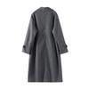 Women Fashion Wool Blend Warm Long Coat Autumn Winter Loose Pocket Double-breasted Jacket Elegant Lapel Overcoat