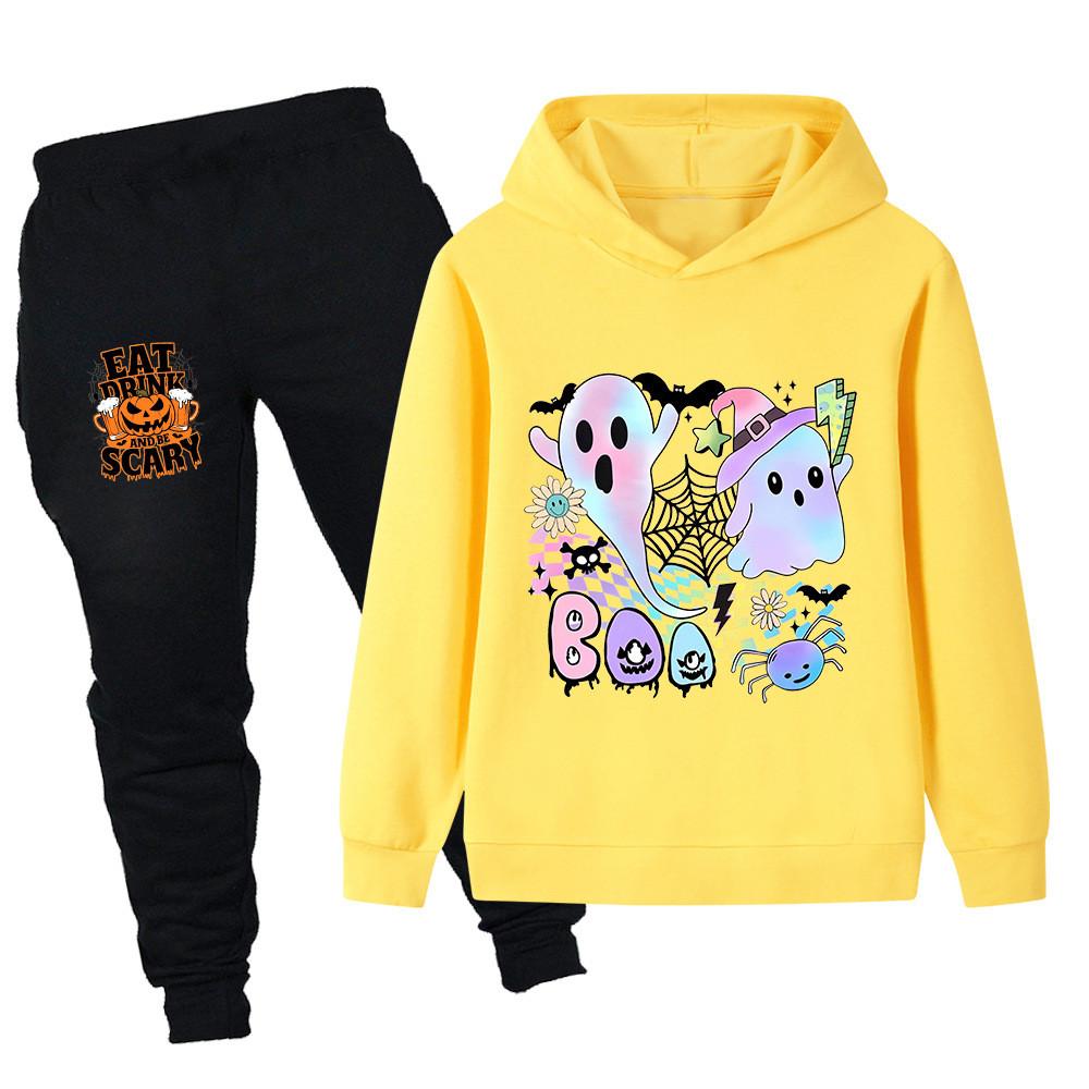 PB1656 Kinder Jungen Mädchen Halloween Bedruckt Langarm Hoodie Hose Oberteil Hosen Kleidung Sets