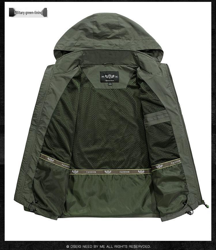 Men's Plus Size Outdoor Windbreaker Jacket - Single Layer Trench Coat for Mountaineering