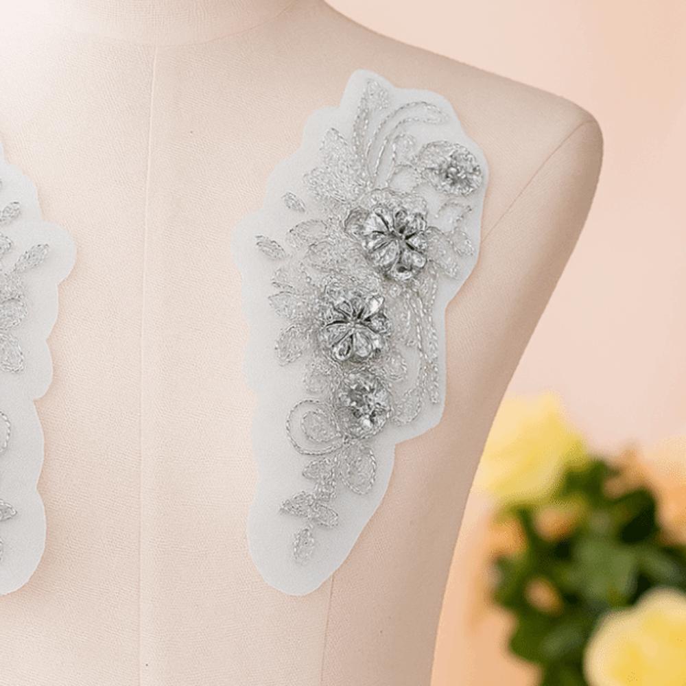 Fashion Lace Flower Applique Flower Design Clothing Applique Rhinestones Applique  Sew On Patches