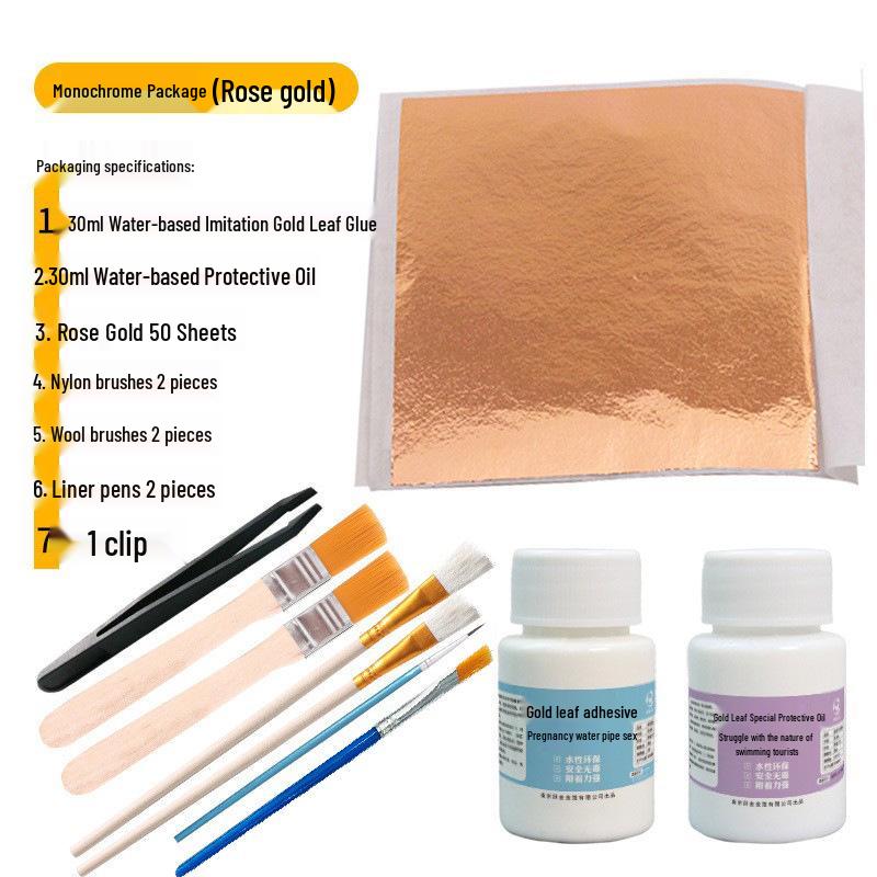Beginner Gold Leaf DIY Kit: Gilded Foil Tools, Buddha Statue Art, Paper & Glue Set