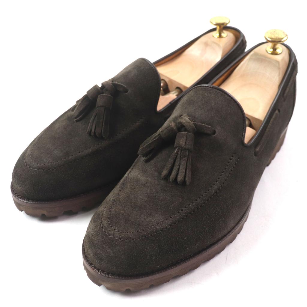 Excellent SPIGOLA loafers U tip Dark brown Suede leather mens 8 Used