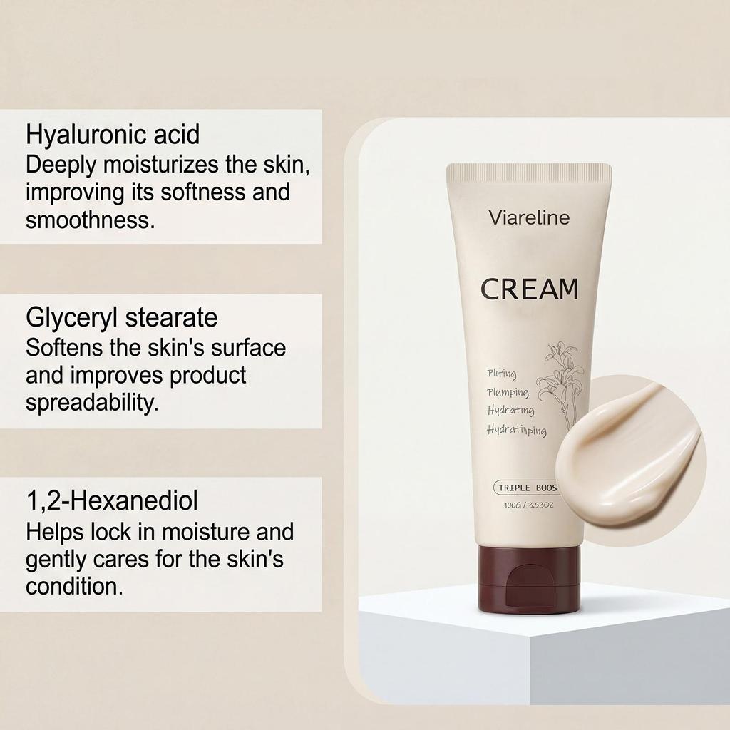 Viareline softening skin cream Gentle Moisturizing  Facial and body Dual-use portable moisturizing care cream 100g