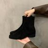 Premium Sense European and American Retro Plush Short Boots Women's Autumn and Winter 2025 New Thick Heel Boots Thin Bare Boots Women