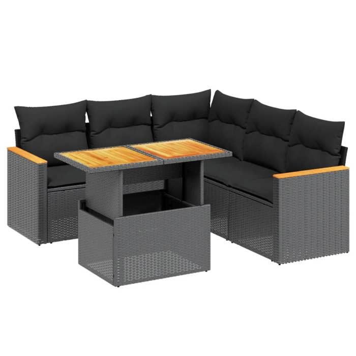 VidaXL Garden Lounge Set with Cushions 6 Pcs, Patio Sofas, Patio Furniture Set, Outdoor Furniture, Black 3273071