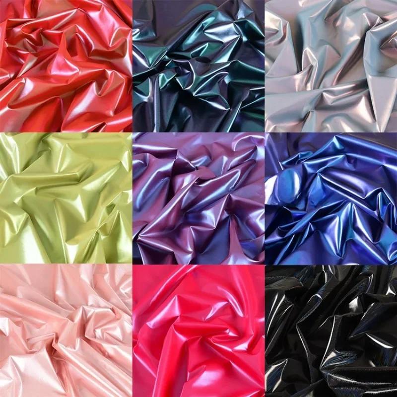 100x150cm Pu Leather Chameleon Waterproof Down Coat Fabric Glossy Symphony Gradient for Leather Jacket Fabric Materials