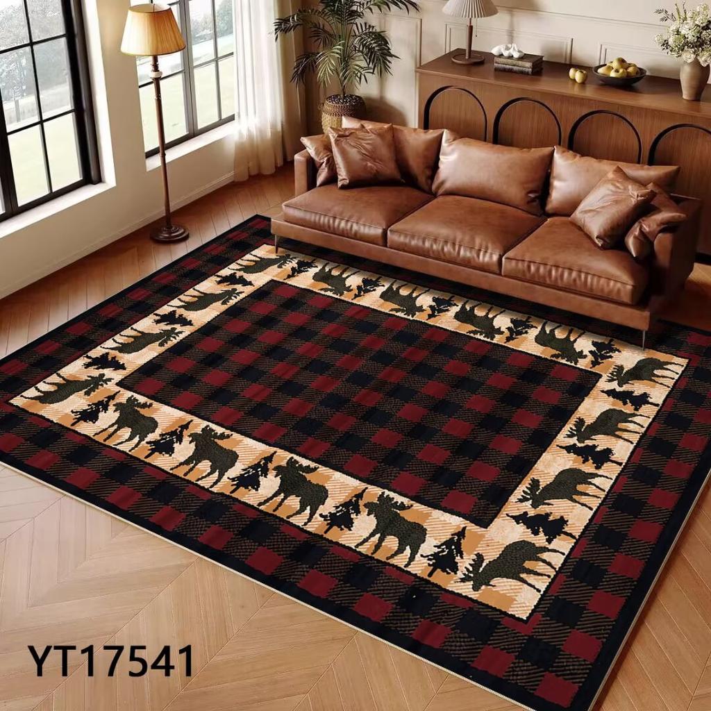 Brown American Vintage Style Large Living Room Rug Home Room Decoration Aesthetic Rugs for Bedroom Indoor Antiskid Carpet Mat