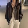 Kleine trendige schwarze Leder-Motorradjacke für Damen - Koreanischer & Hongkong-Stil, Frühling/Herbst