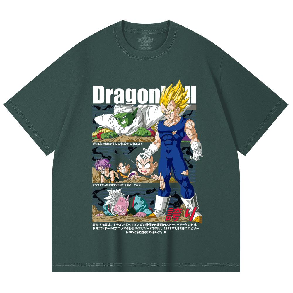 230 Gsm 100% Cotton Dragon Ball V6 Majin Vegeta Print Unisex Heavy Cotton T Shirt